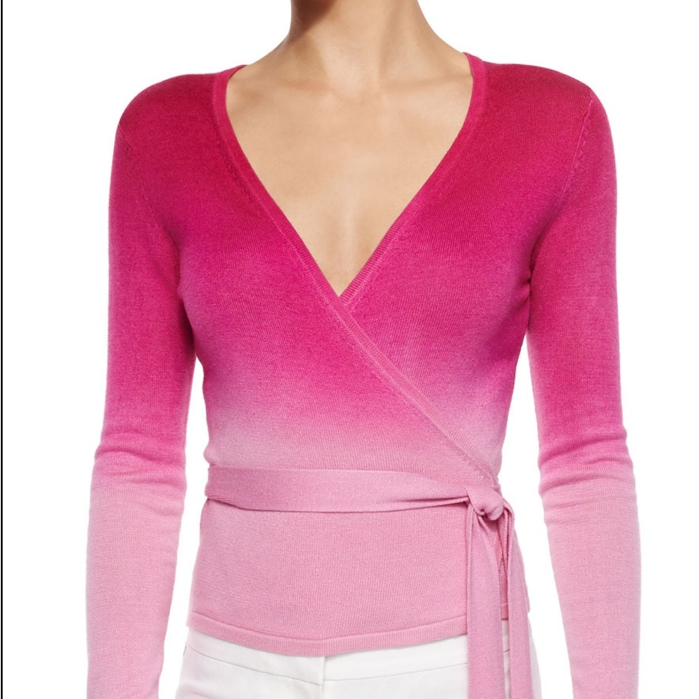 Diane von Furstenberg pink ombré wrap sweater